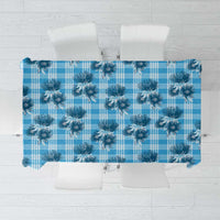 Blue Palaka Hawaii Tablecloth Hawaiian Lehua Blossoms