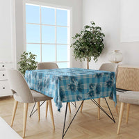 Blue Palaka Hawaii Tablecloth Hawaiian Lehua Blossoms