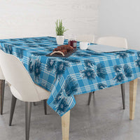 Blue Palaka Hawaii Tablecloth Hawaiian Lehua Blossoms