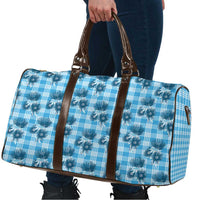 Blue Palaka Hawaii Travel Bag Hawaiian Lehua Blossoms