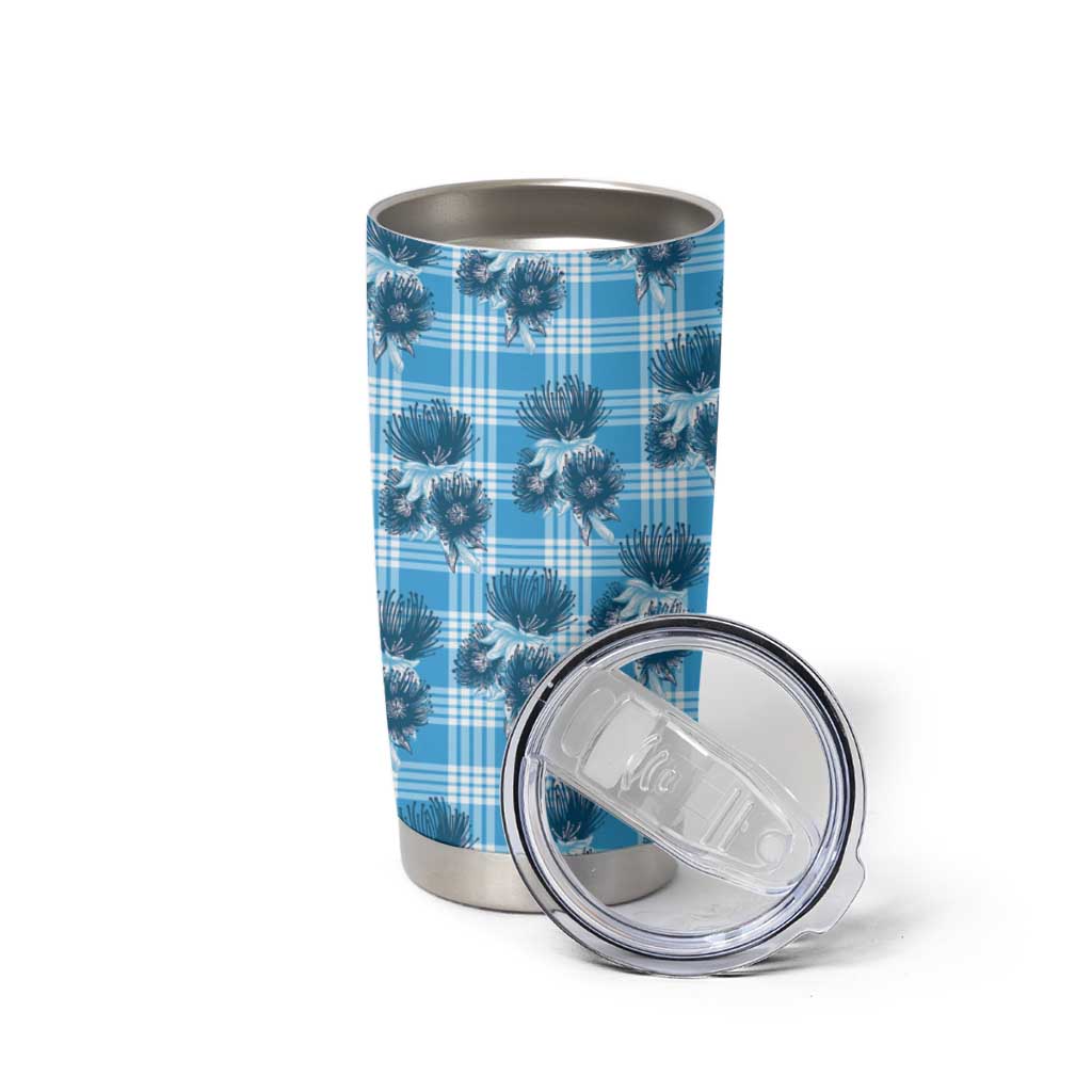 Blue Palaka Hawaii Tumbler Cup Hawaiian Lehua Blossoms