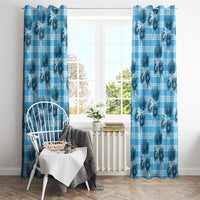 Blue Palaka Hawaii Window Curtain Hawaiian Lehua Blossoms