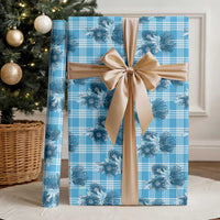 Blue Palaka Hawaii Wrapping Paper Hawaiian Lehua Blossoms