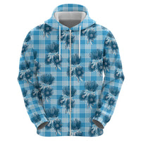 Blue Palaka Hawaii Zip Hoodie Hawaiian Lehua Blossoms