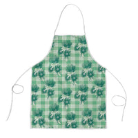Green Palaka Hawaii Apron Hawaiian Lehua Blossoms