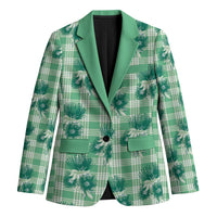 Green Palaka Hawaii Blazer Hawaiian Lehua Blossoms