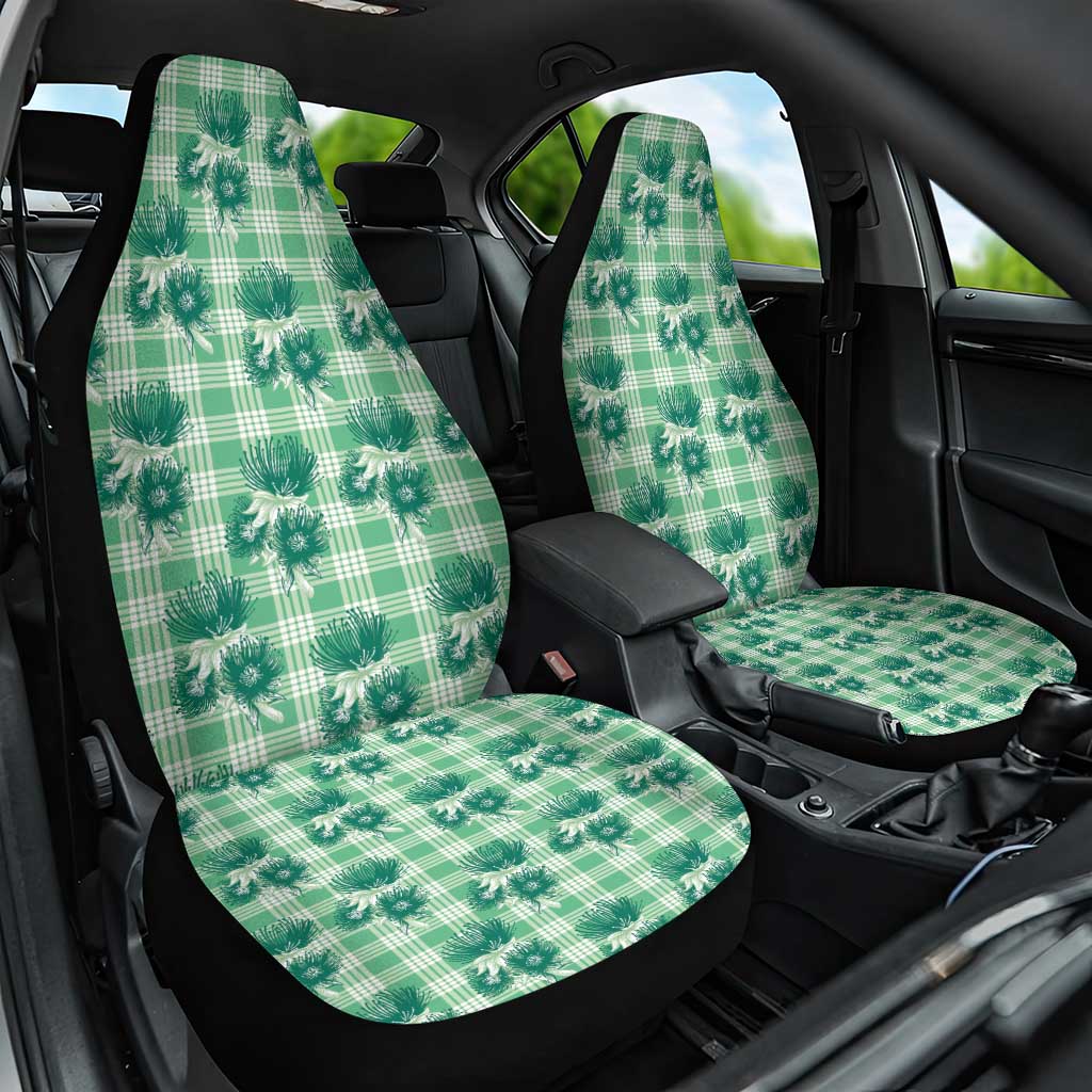 Green Palaka Hawaii Car Seat Cover Hawaiian Lehua Blossoms