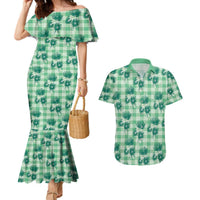 Green Palaka Hawaii Couples Matching Mermaid Dress and Hawaiian Shirt Hawaiian Lehua Blossoms LT05 Green - Polynesian Pride
