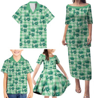 Green Palaka Hawaii Family Matching Puletasi and Hawaiian Shirt Hawaiian Lehua Blossoms LT05 - Polynesian Pride