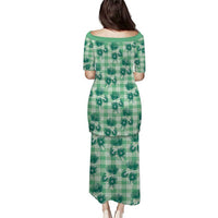 Green Palaka Hawaii Family Matching Puletasi and Hawaiian Shirt Hawaiian Lehua Blossoms LT05 - Polynesian Pride