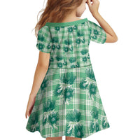 Green Palaka Hawaii Family Matching Summer Maxi Dress and Hawaiian Shirt Hawaiian Lehua Blossoms LT05 - Polynesian Pride
