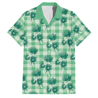 Green Palaka Hawaii Family Matching Summer Maxi Dress and Hawaiian Shirt Hawaiian Lehua Blossoms LT05 Dad's Shirt - Short Sleeve Green - Polynesian Pride