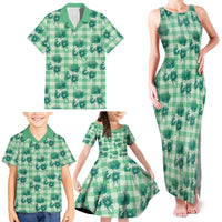 Green Palaka Hawaii Family Matching Tank Maxi Dress and Hawaiian Shirt Hawaiian Lehua Blossoms LT05 - Polynesian Pride