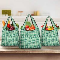 Green Palaka Hawaii Grocery Bag Hawaiian Lehua Blossoms