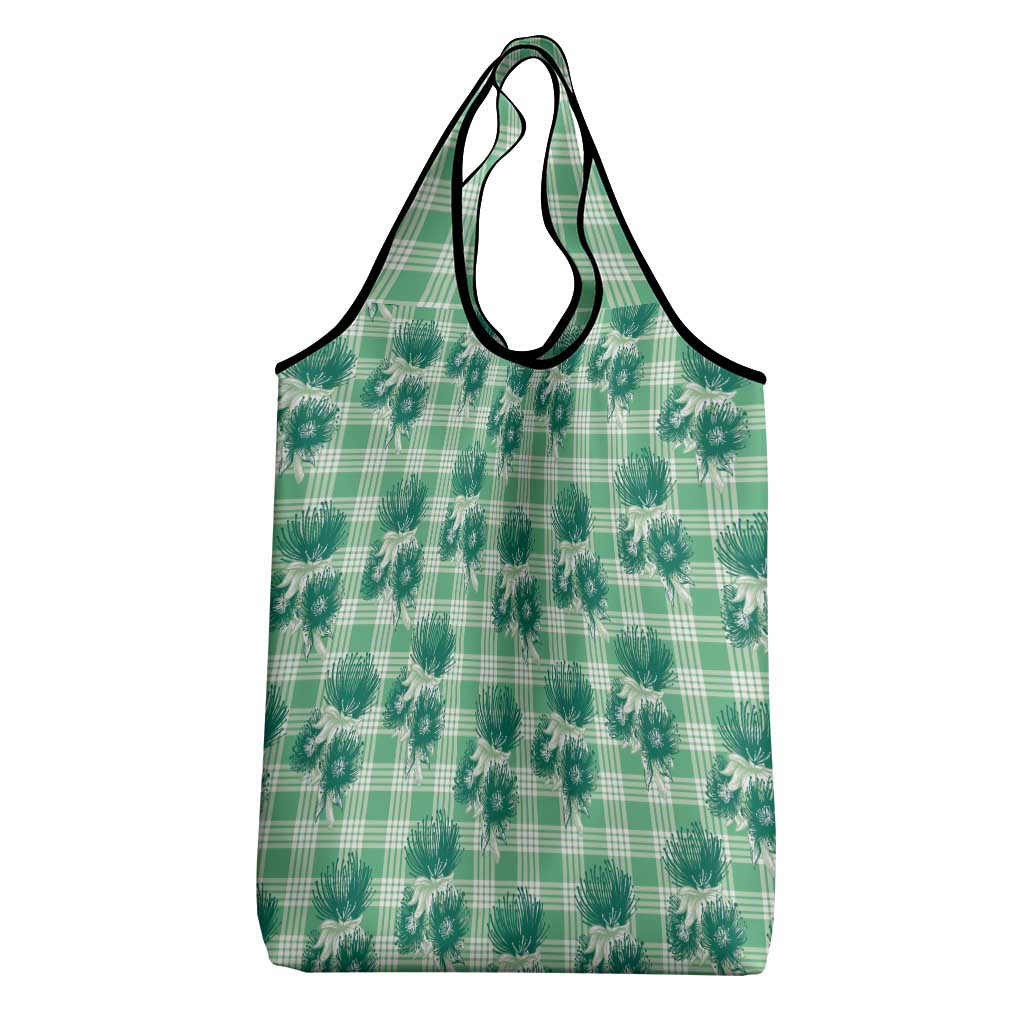 Green Palaka Hawaii Grocery Bag Hawaiian Lehua Blossoms