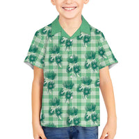 Green Palaka Hawaii Kid Hawaiian Shirt Hawaiian Lehua Blossoms