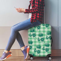 Green Palaka Hawaii Luggage Cover Hawaiian Lehua Blossoms