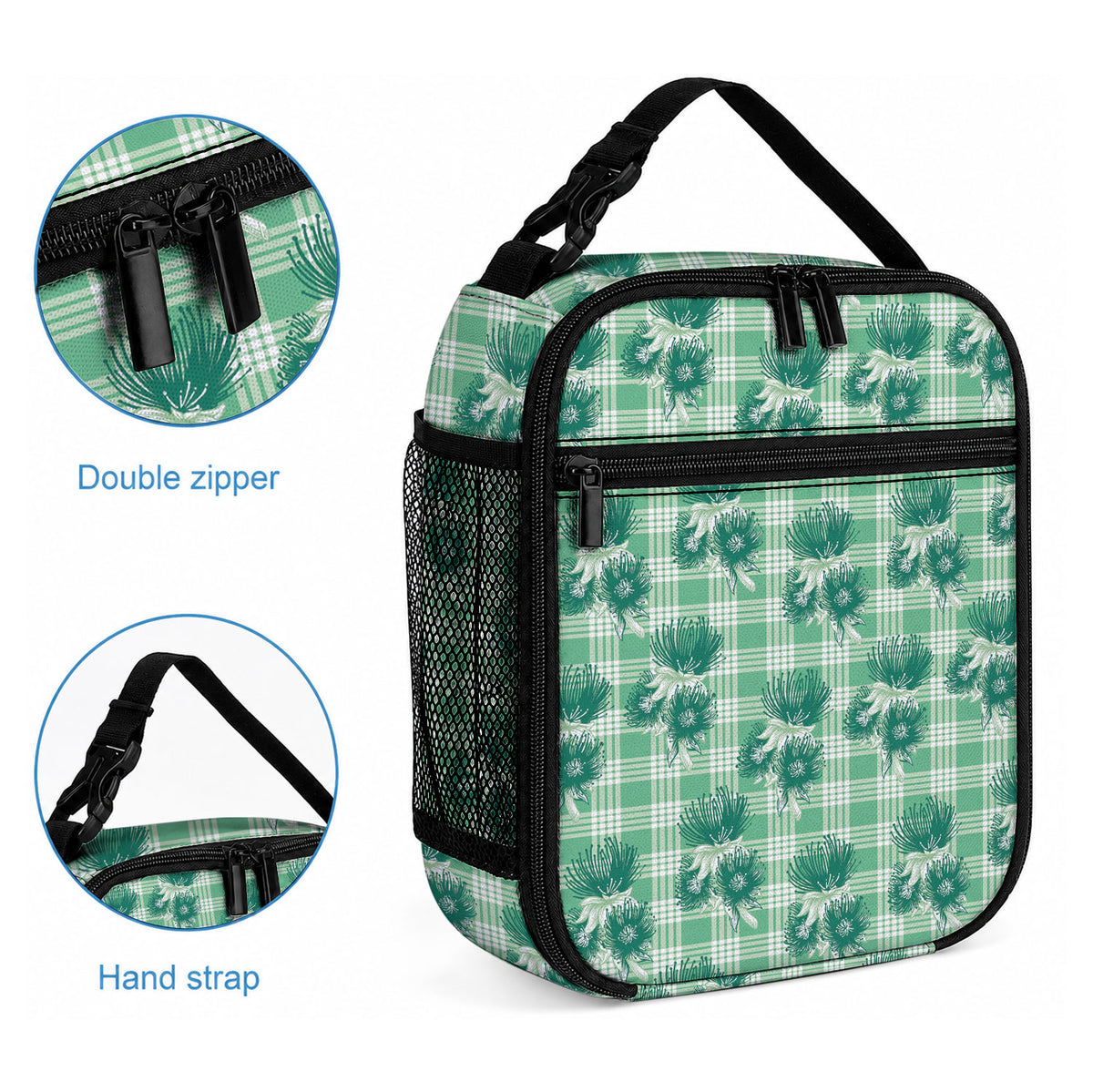 Green Palaka Hawaii Lunch Bag Hawaiian Lehua Blossoms LT05 - Polynesian Pride