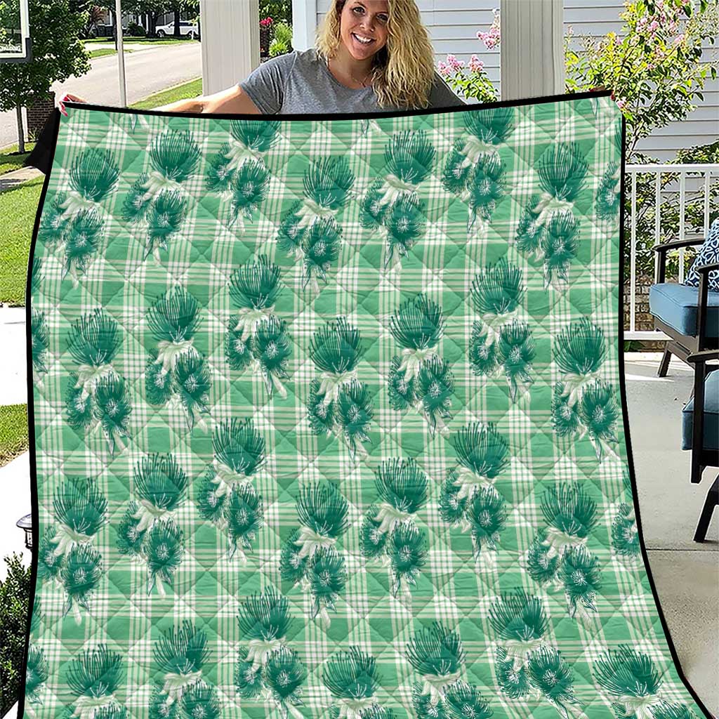 Green Palaka Hawaii Quilt Hawaiian Lehua Blossoms