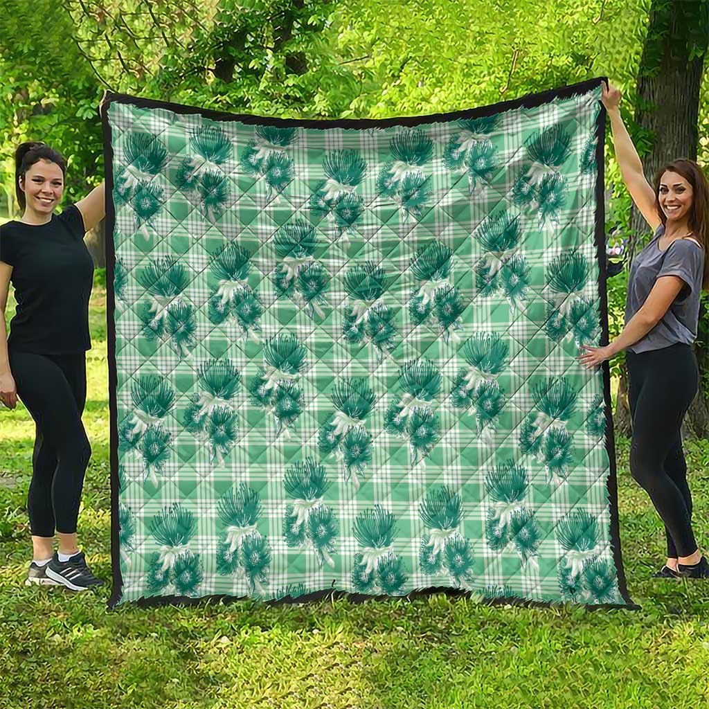 Green Palaka Hawaii Quilt Hawaiian Lehua Blossoms