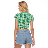 Green Palaka Hawaii Raglan Cropped T Shirt Hawaiian Lehua Blossoms