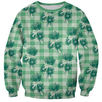 Green Palaka Hawaii Sweatshirt Hawaiian Lehua Blossoms