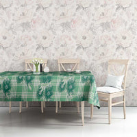 Green Palaka Hawaii Tablecloth Hawaiian Lehua Blossoms