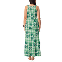 Green Palaka Hawaii Tank Maxi Dress Hawaiian Lehua Blossoms