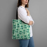 Green Palaka Hawaii Tote Bag Hawaiian Lehua Blossoms