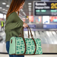 Green Palaka Hawaii Travel Bag Hawaiian Lehua Blossoms
