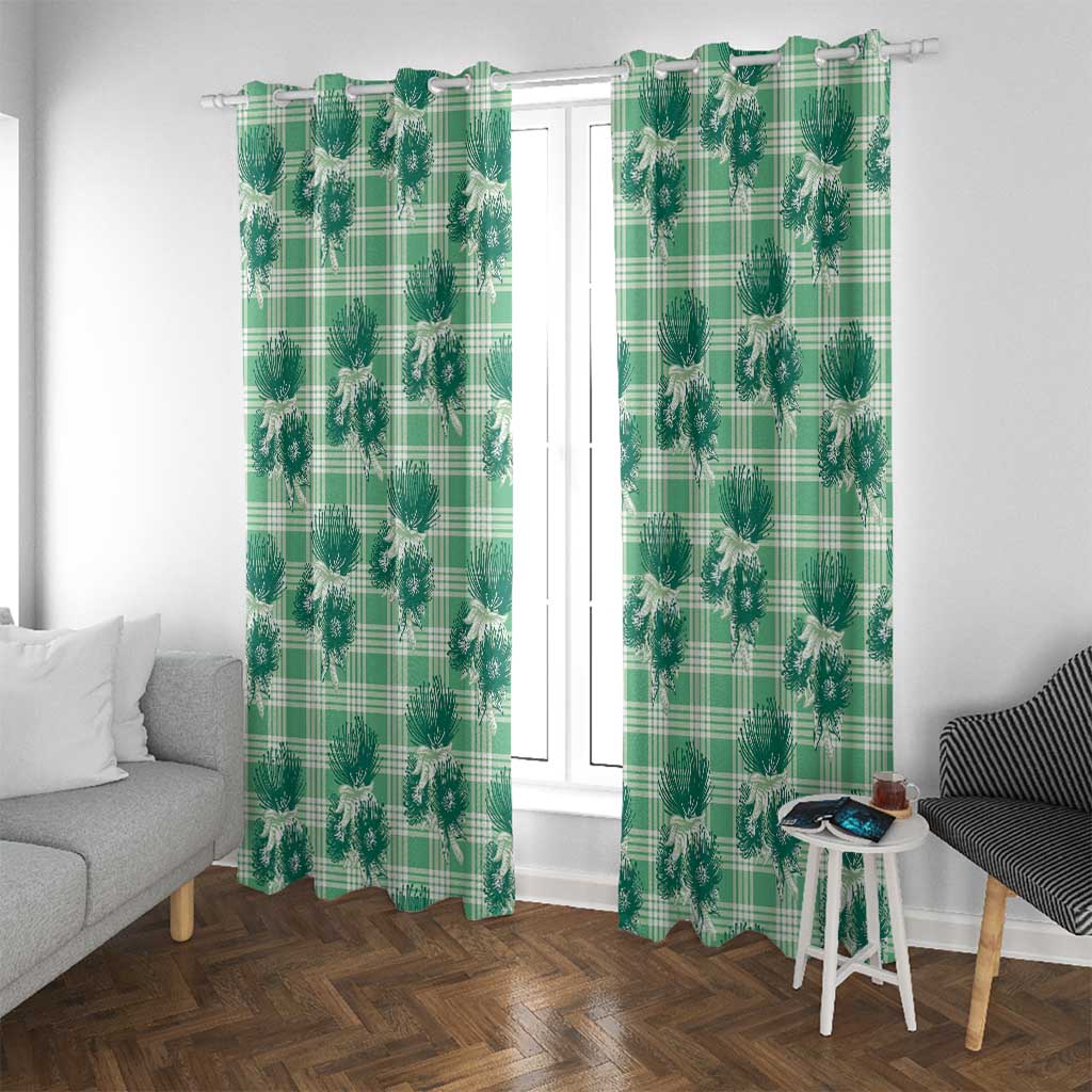 Green Palaka Hawaii Window Curtain Hawaiian Lehua Blossoms