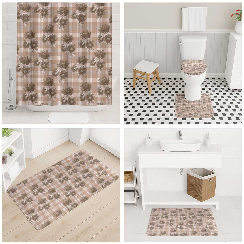 Brown Palaka Hawaii Bathroom Set Hawaiian Lehua Blossoms