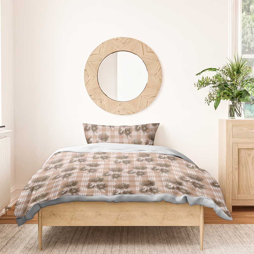 Brown Palaka Hawaii Bedding Set Hawaiian Lehua Blossoms