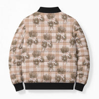 Brown Palaka Hawaii Bomber Puffer Jacket Hawaiian Lehua Blossoms