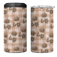 Brown Palaka Hawaii 4 in 1 Can Cooler Tumbler Hawaiian Lehua Blossoms