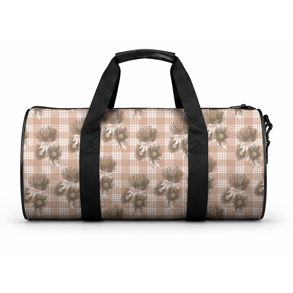 Brown Palaka Hawaii Duffle Bag Hawaiian Lehua Blossoms LT05 One size Brown - Polynesian Pride