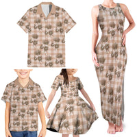 Brown Palaka Hawaii Family Matching Tank Maxi Dress and Hawaiian Shirt Hawaiian Lehua Blossoms LT05 - Polynesian Pride