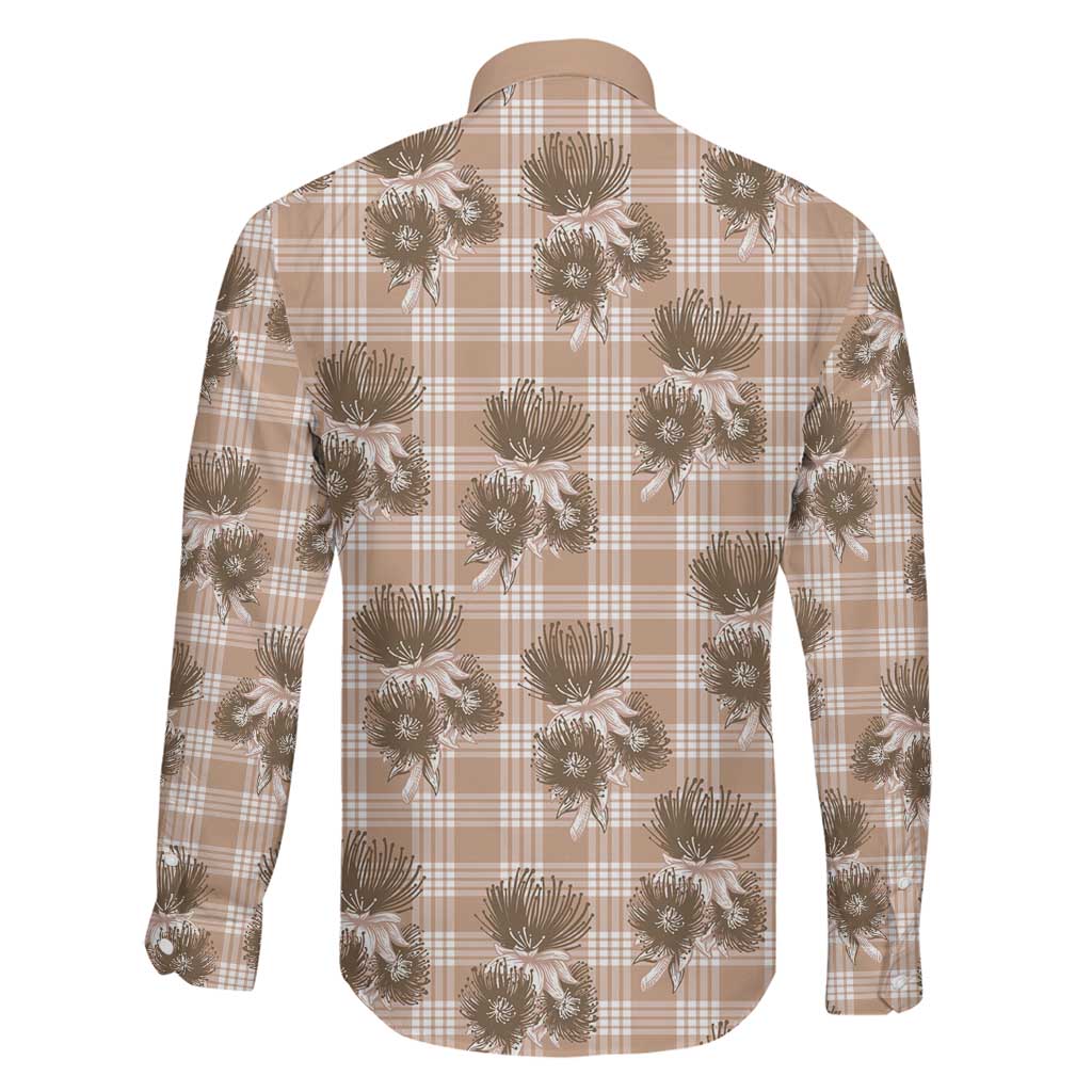 Brown Palaka Hawaii Family Matching Tank Maxi Dress and Hawaiian Shirt Hawaiian Lehua Blossoms LT05 - Polynesian Pride