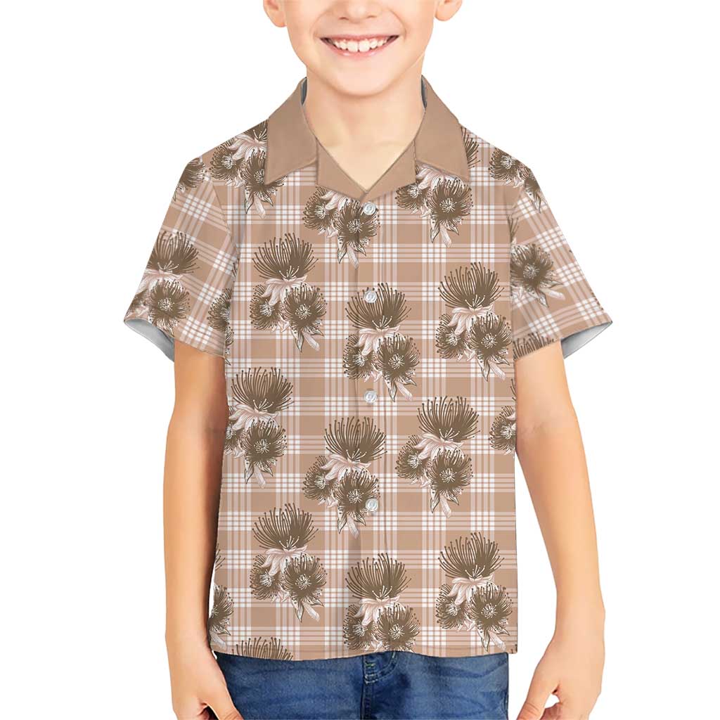 Brown Palaka Hawaii Hawaiian Shirt Hawaiian Lehua Blossoms