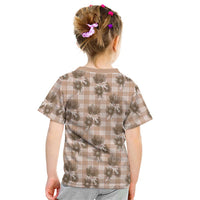 Brown Palaka Hawaii Kid T Shirt Hawaiian Lehua Blossoms