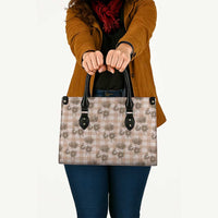 Brown Palaka Hawaii Leather Bag Hawaiian Lehua Blossoms