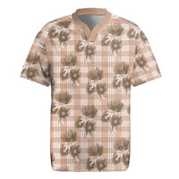 Brown Palaka Hawaii Rugby Jersey Hawaiian Lehua Blossoms