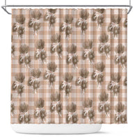 Brown Palaka Hawaii Shower Curtain Hawaiian Lehua Blossoms