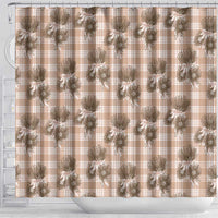 Brown Palaka Hawaii Shower Curtain Hawaiian Lehua Blossoms