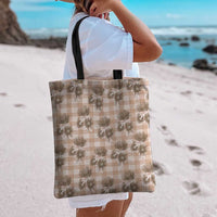 Brown Palaka Hawaii Tote Bag Hawaiian Lehua Blossoms