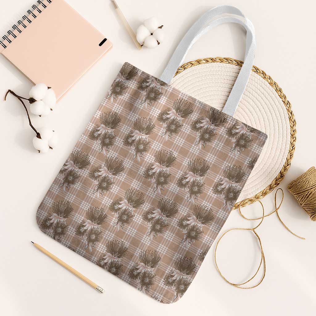 Brown Palaka Hawaii Tote Bag Hawaiian Lehua Blossoms