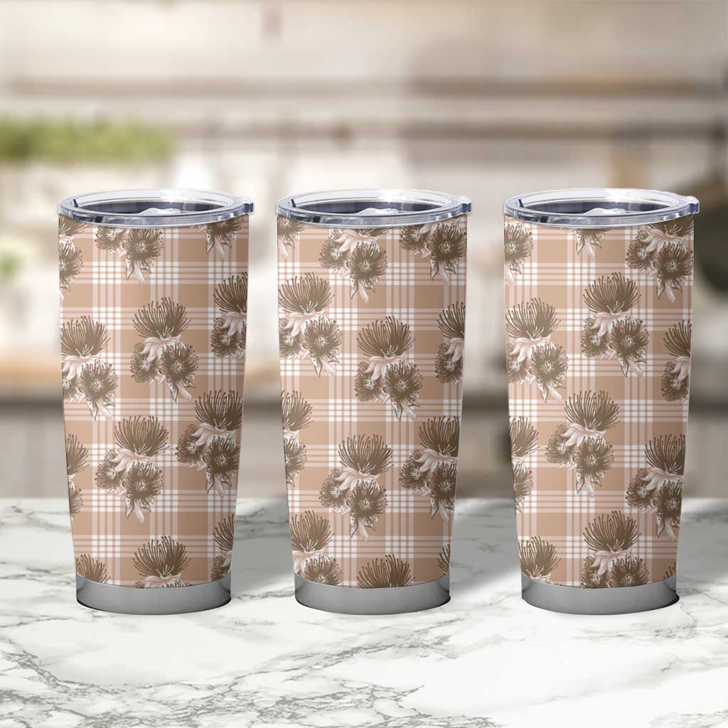 Brown Palaka Hawaii Tumbler Cup Hawaiian Lehua Blossoms