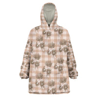 Brown Palaka Hawaii Wearable Blanket Hoodie Hawaiian Lehua Blossoms