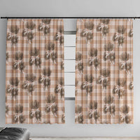 Brown Palaka Hawaii Window Curtain Hawaiian Lehua Blossoms