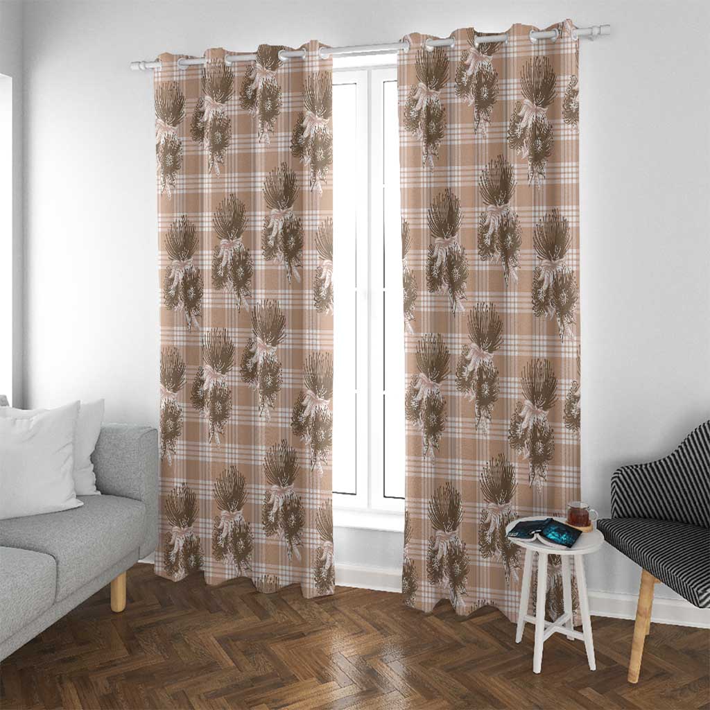 Brown Palaka Hawaii Window Curtain Hawaiian Lehua Blossoms